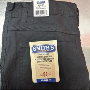 NWT Smith's Workwear Men's Stretch Fleece Lined Canvas 5 Pocket Carpenter Pants